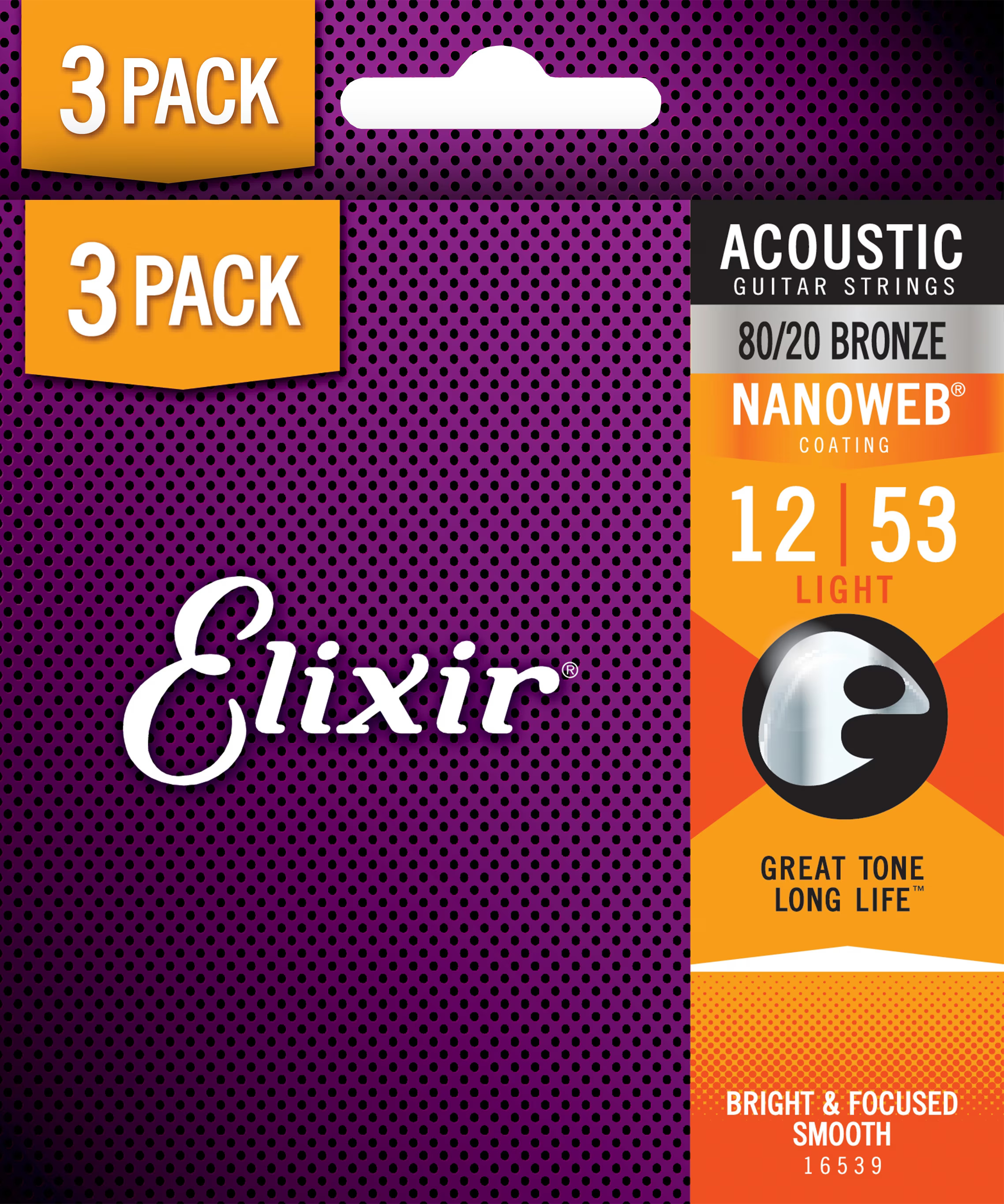 ELIXIR Nanoweb 80/20 Bronze Light 12-53 3-Pack